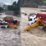 Artvin’de panik anları: İş makineleri bir anda yükselen dere sularının ortasında kaldı!